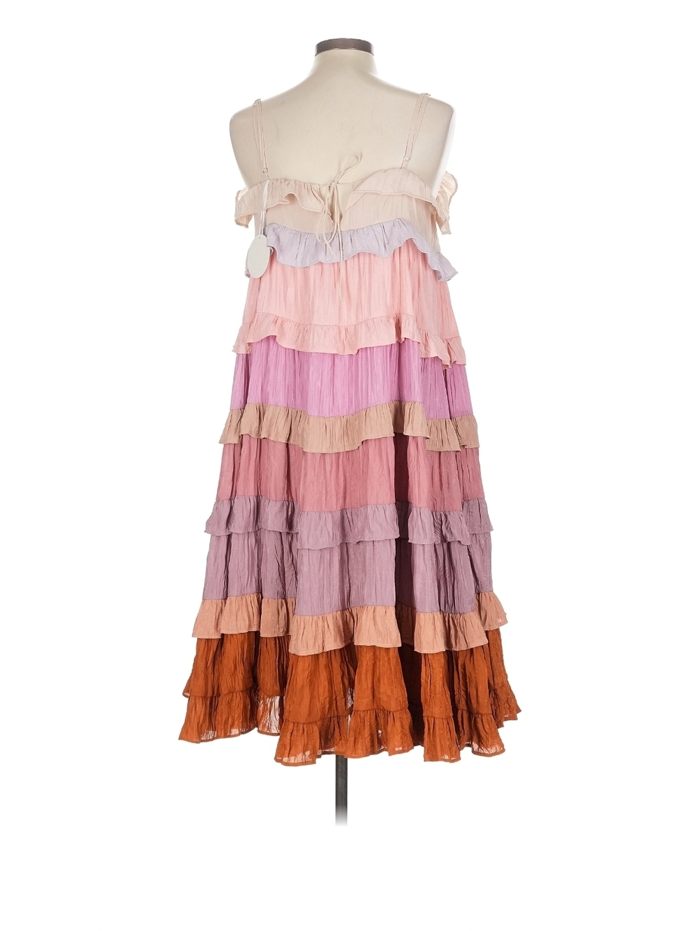 Storia Tiered Ruffle Maxi Dress in Pastel & Rust Tones - Picture 2 of 2